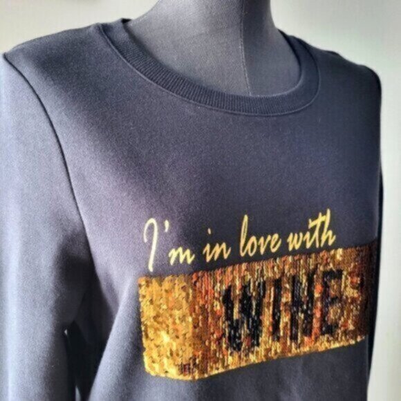 Alison Sheri Organic Cotton Sequined Sweatshirt Size Small - Picture 1 of 13